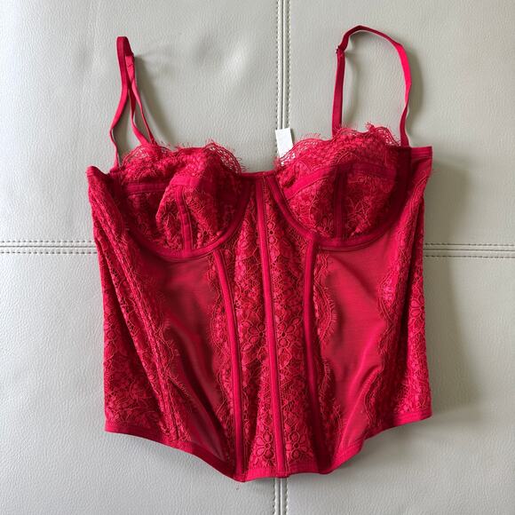 Urban Outfitters Red Lace Corset Top - Picture 1 of 6